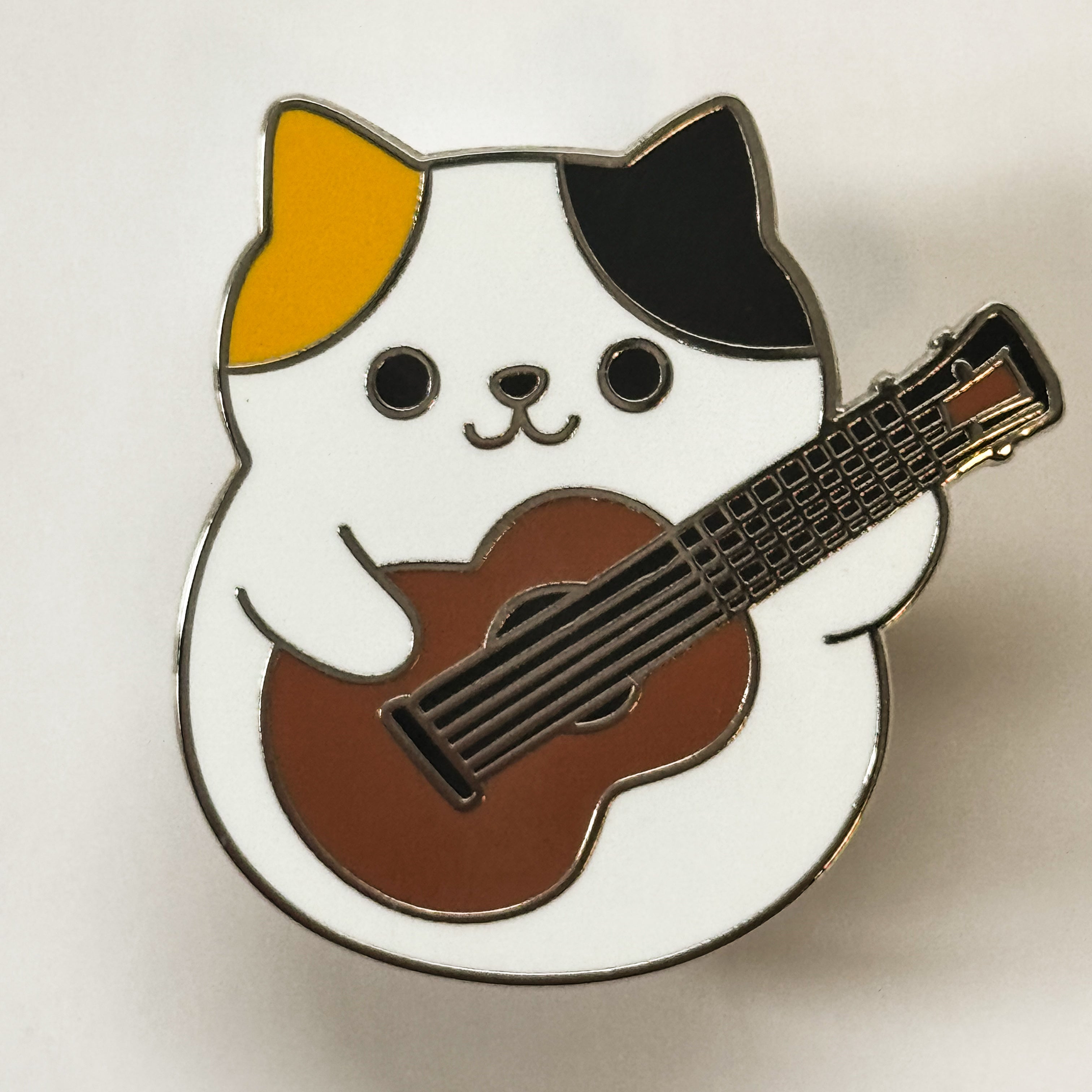 Calico Cat with Guitar Pin