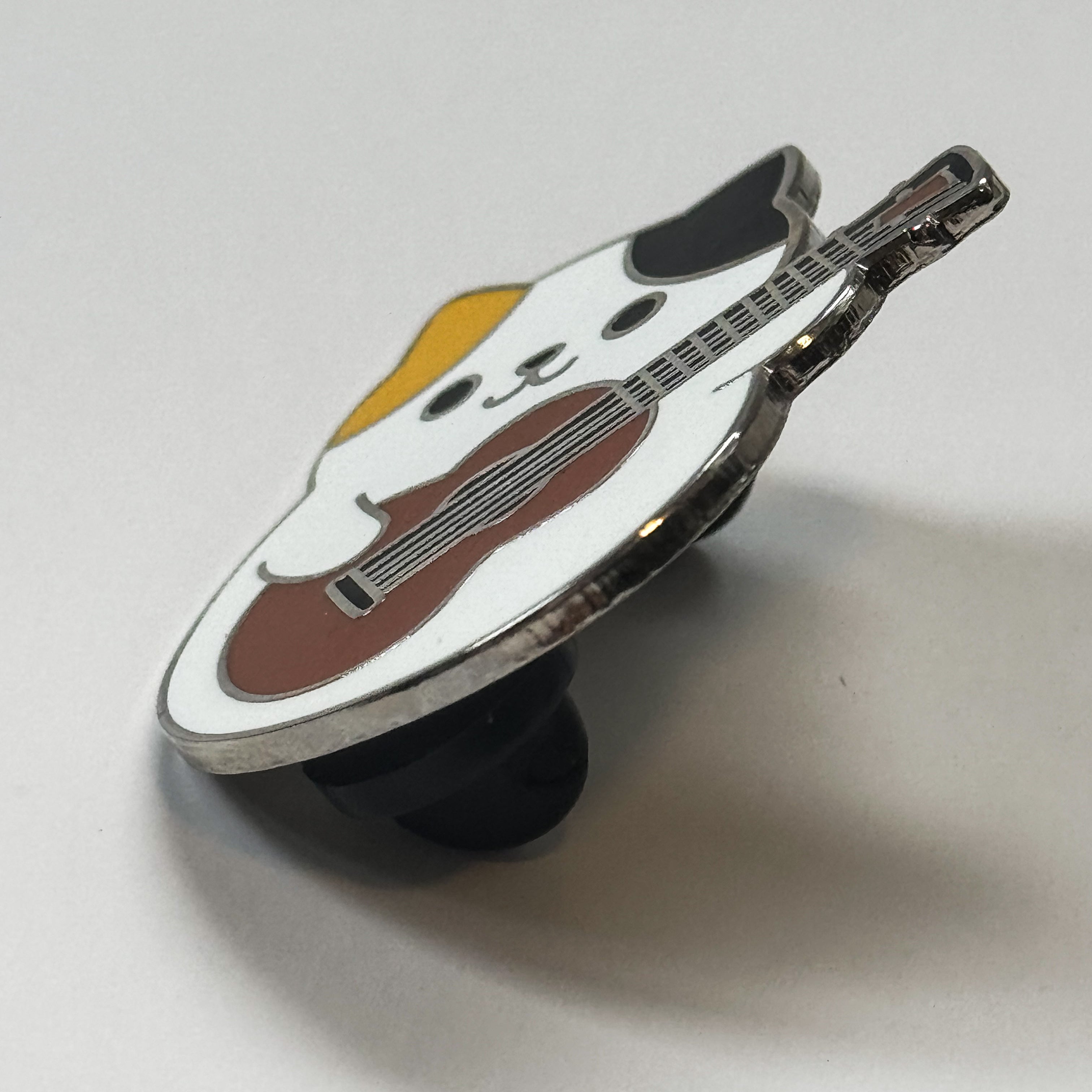 Calico Cat with Guitar Pin