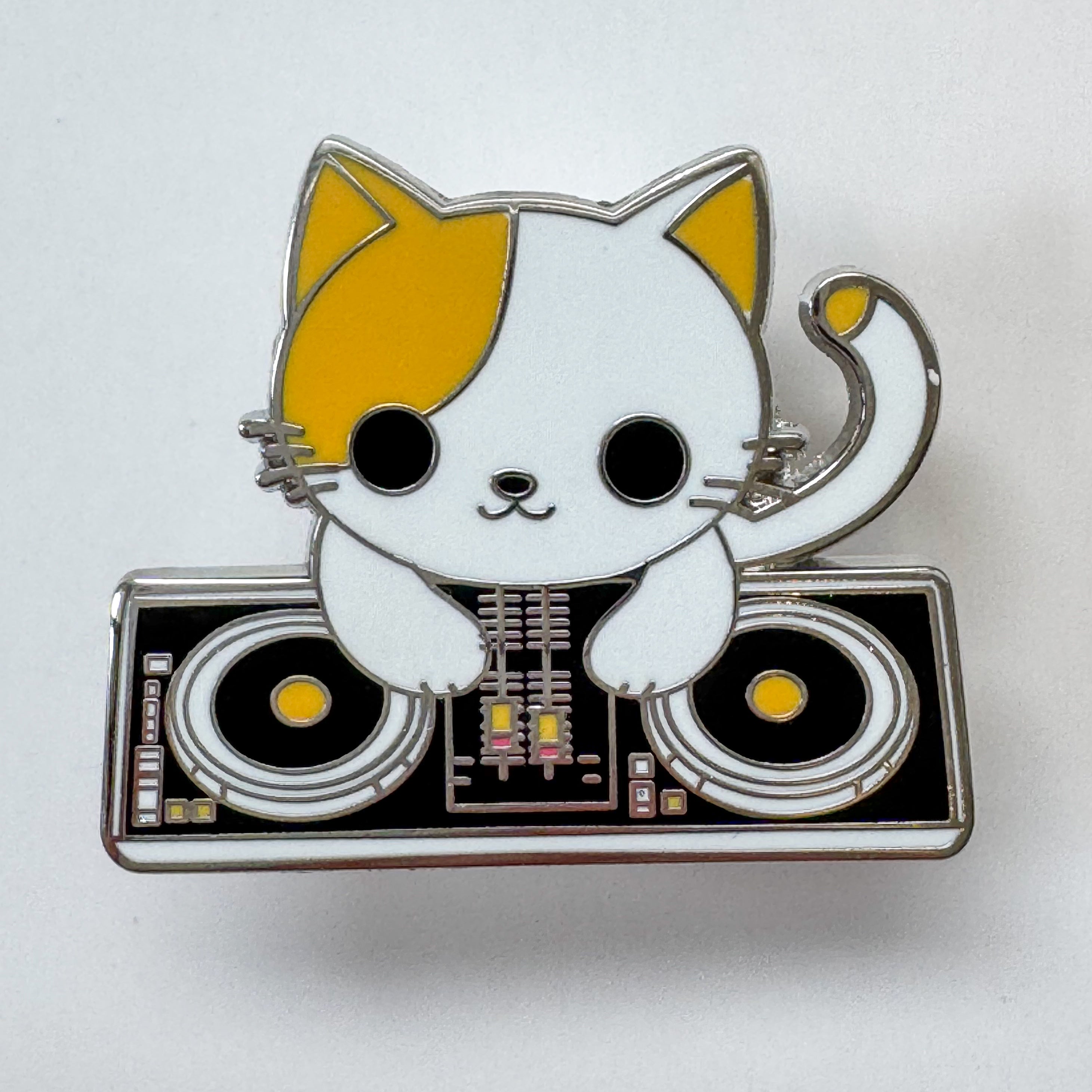 Orange DJ Cat with Media Player Pin