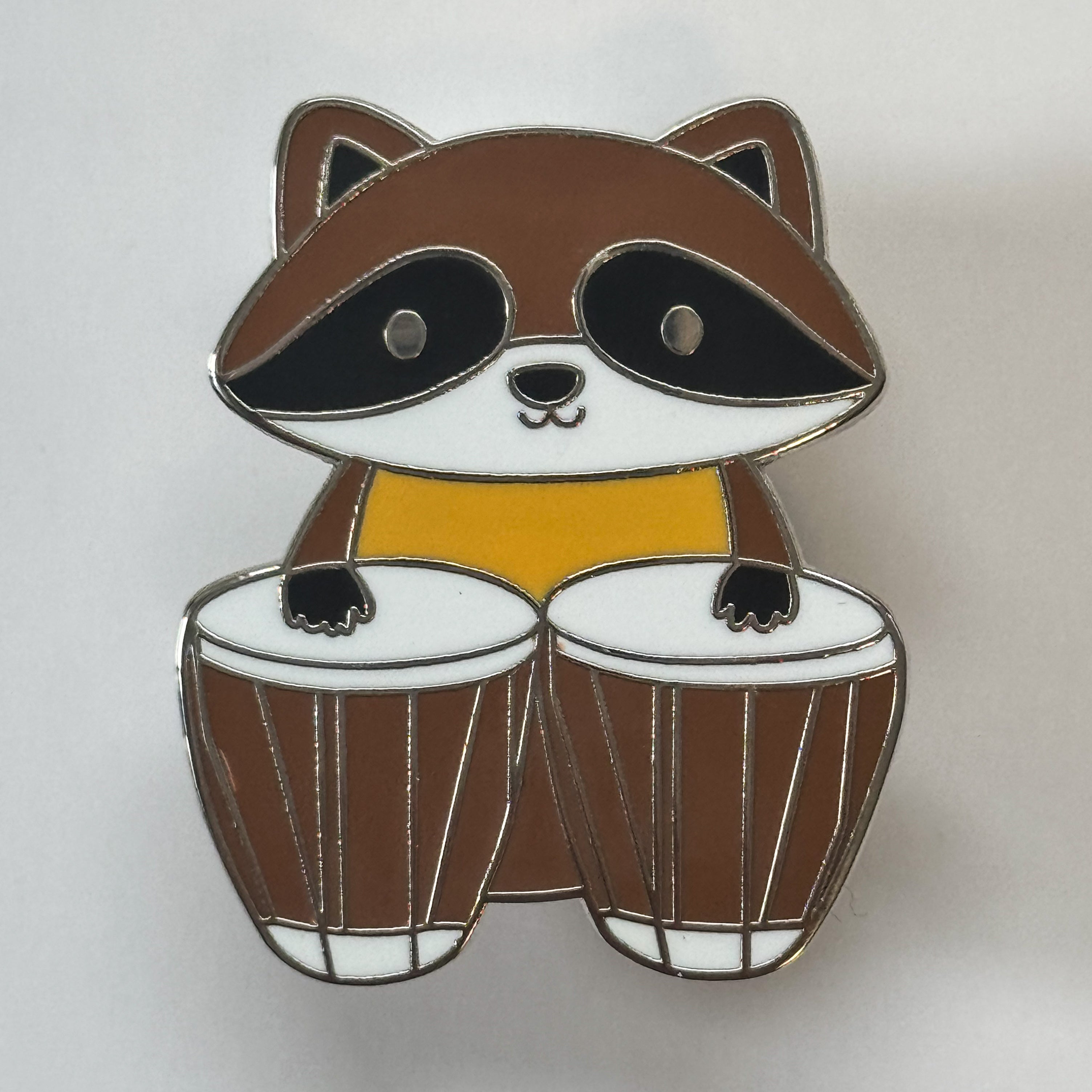 Raccoon with Bongo Drums Pin